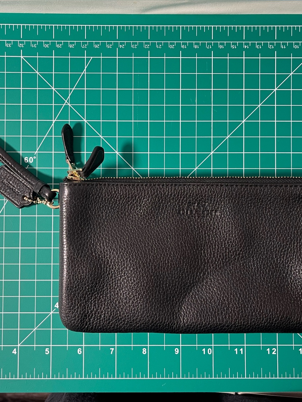 Coach Black Pebbled Leather Zip Clutch Wristlet